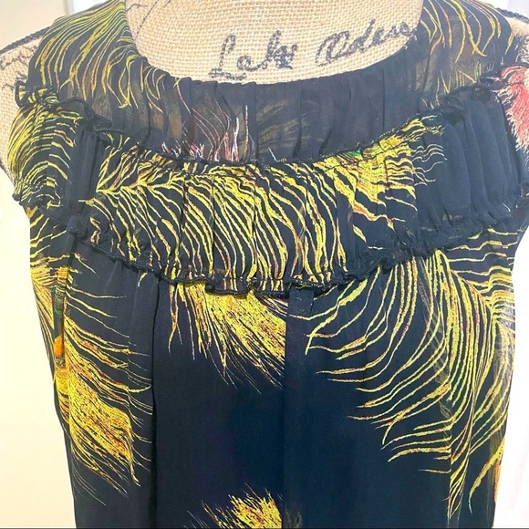 V Fish Dress Black with Peacock Feather Design - Picture 5 of 12